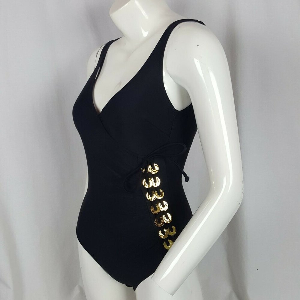 Ocean Jewel One Piece Swimsuit Size 10 Black